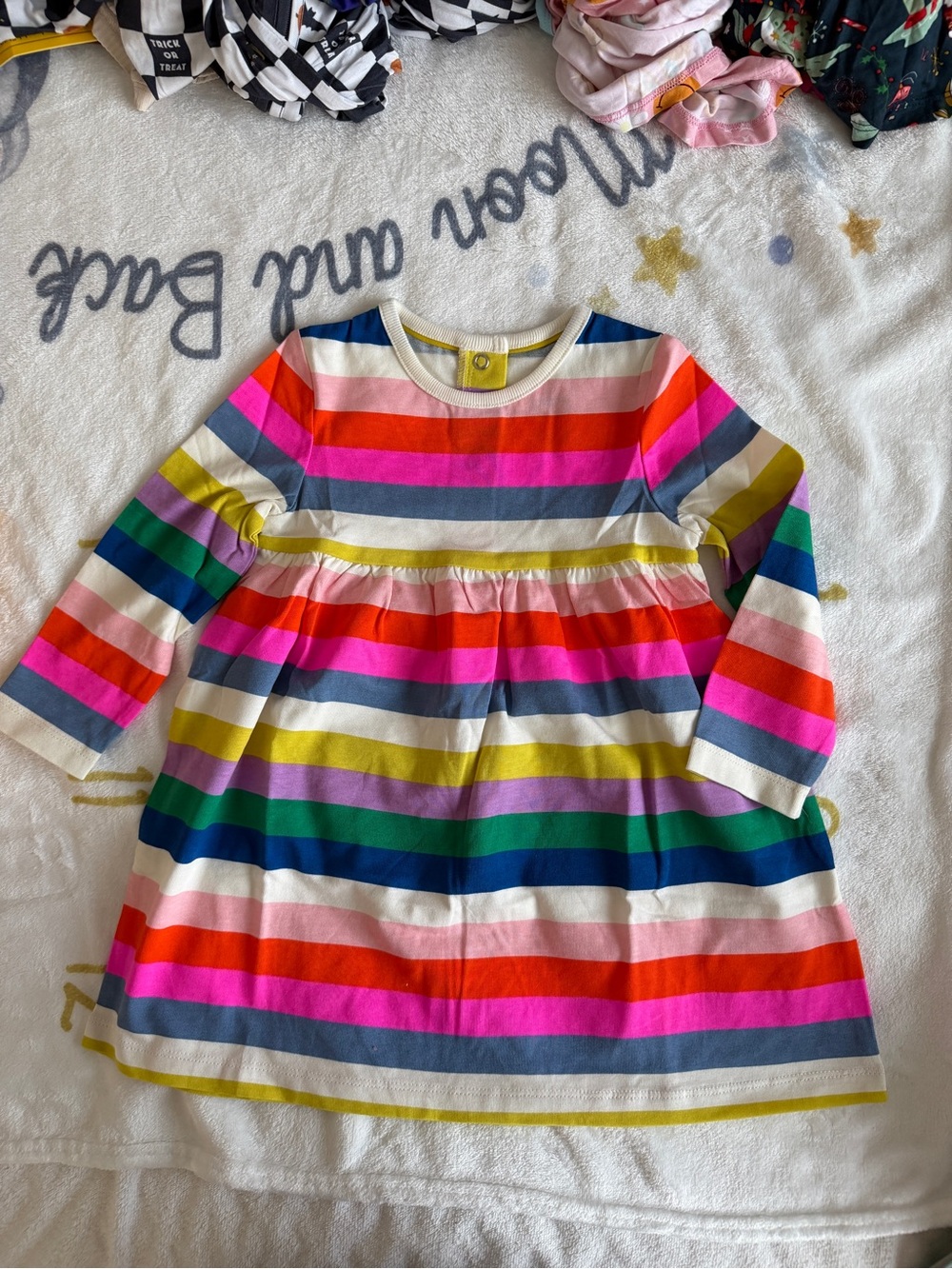 NWOT Baby Boden stripe rainbow dress 12-18M